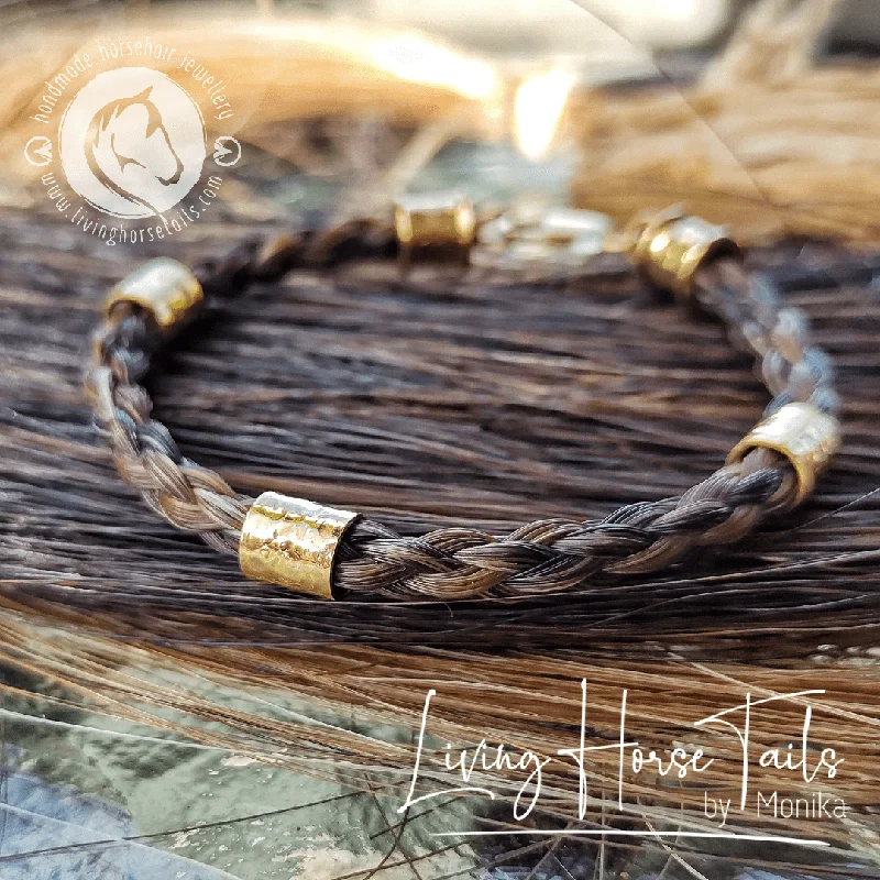 Solid Gold Bracelet with Horsehair Braid