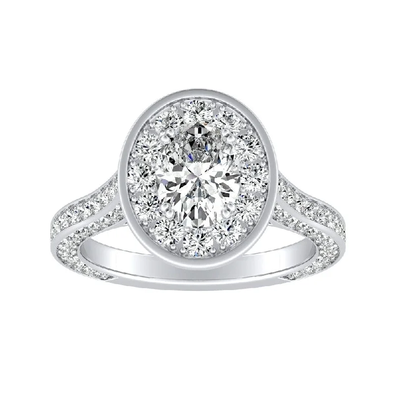 Oval-cut 1 3/4ctw Halo Diamond Engagement Ring by Auriya 14k Gold