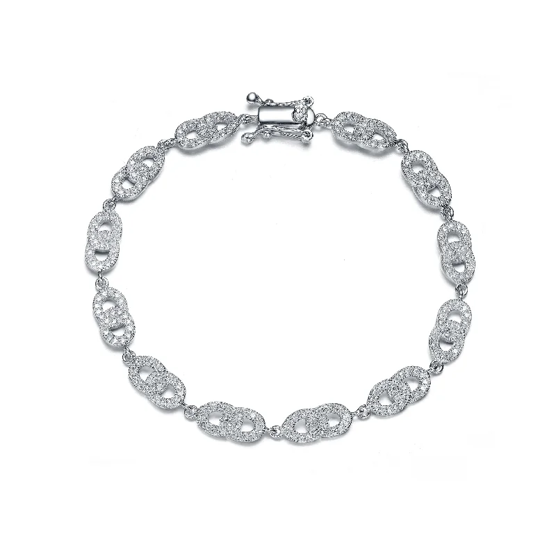 Sterling Silver Cubic Zirconia Pave-set Last Pair Bracelet