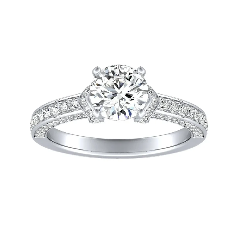 Auriya Round 1/2ct Moissanite and 3/8ct TDW Diamond Engagement Ring 14K Gold