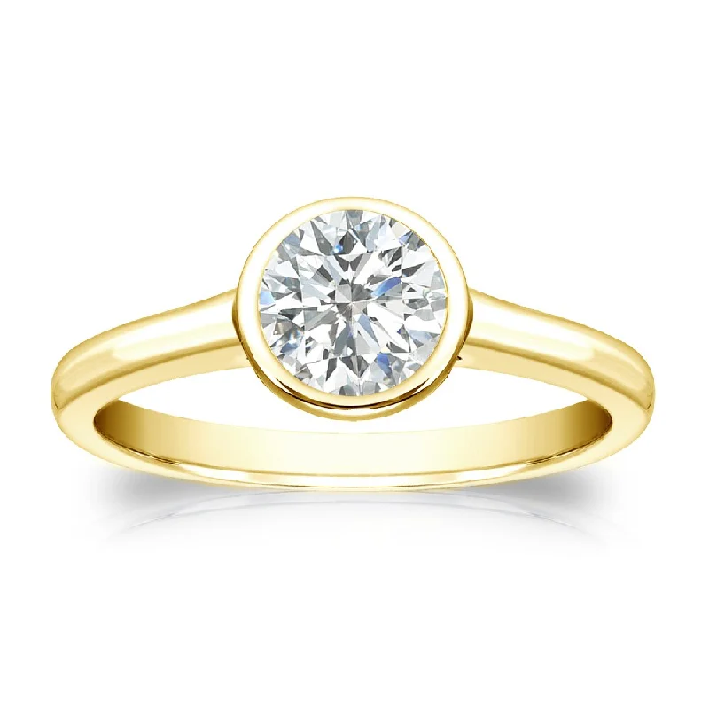 Auriya 14k Gold 1/2 carat TW Bezel-set Solitaire Diamond Engagement Ring