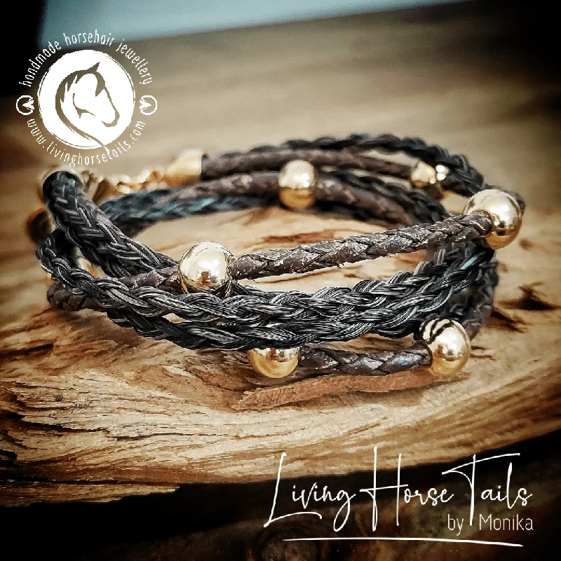 Boho Style Equestrian Horsehair and Leather Braided Wrap Bracelet