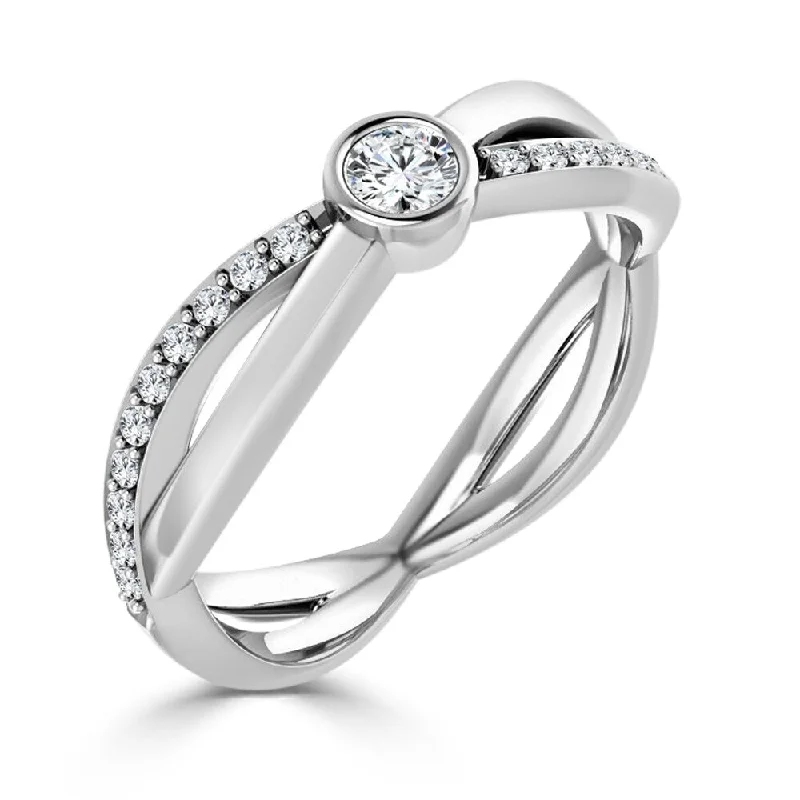 Auriya 1/3ctw Round Bezel Set Split Diamond Engagement Ring 10K Gold