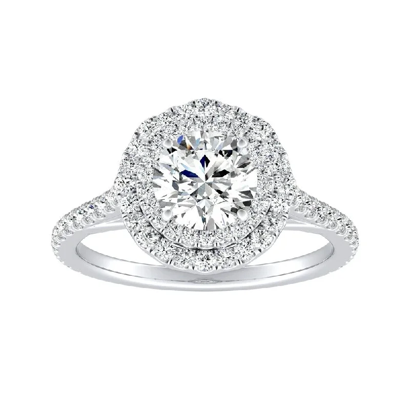 Auriya 14k Gold 1/2ct Moissanite Halo Diamond Engagement Ring 1/2ctw