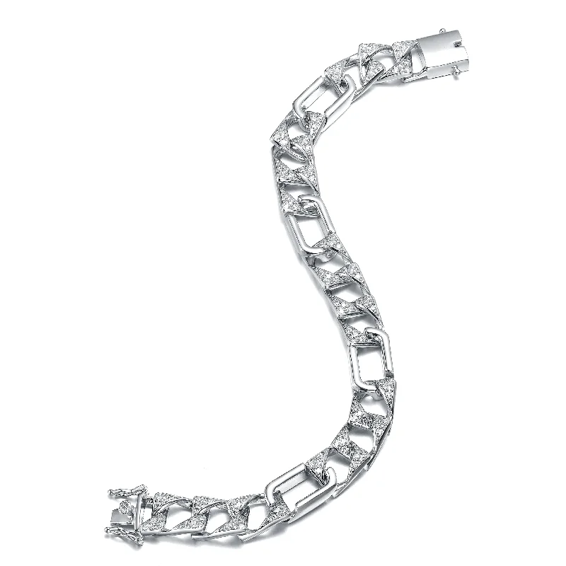 Belleville Chunky Chain Link Silver CZ Statement Bracelet