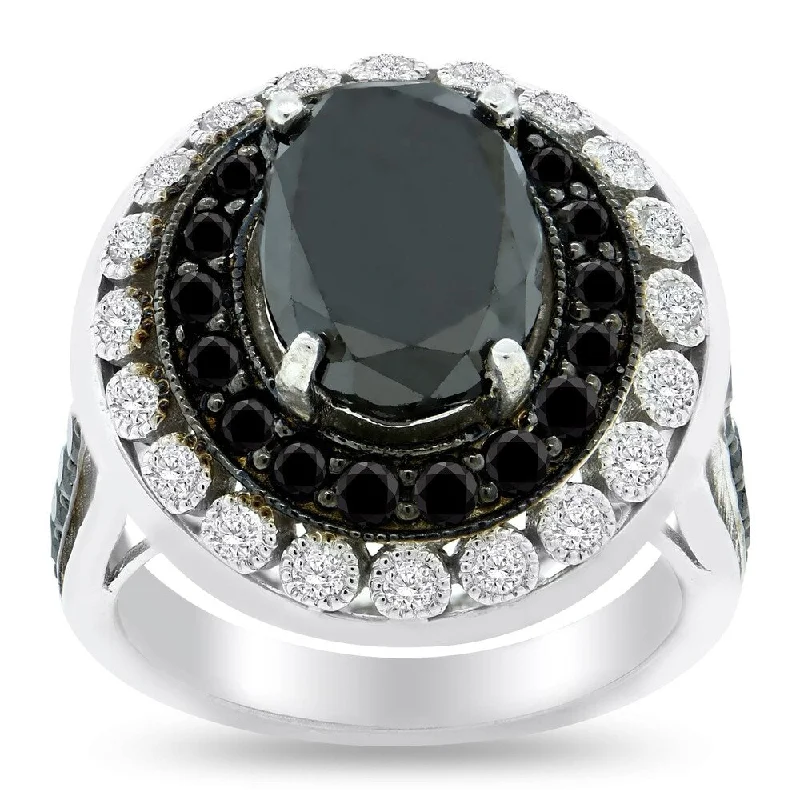 Auriya 14k Gold 4 3/4ct Black Diamond and 1ctw Round Diamond Engagement Ring (H-I, SI1-I1)