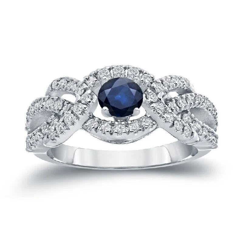 Auriya 2/5ct Blue Sapphire and 3/5ctw Braided Infinity Diamond Engagement Ring 14k Gold (H-I, I1-I2)