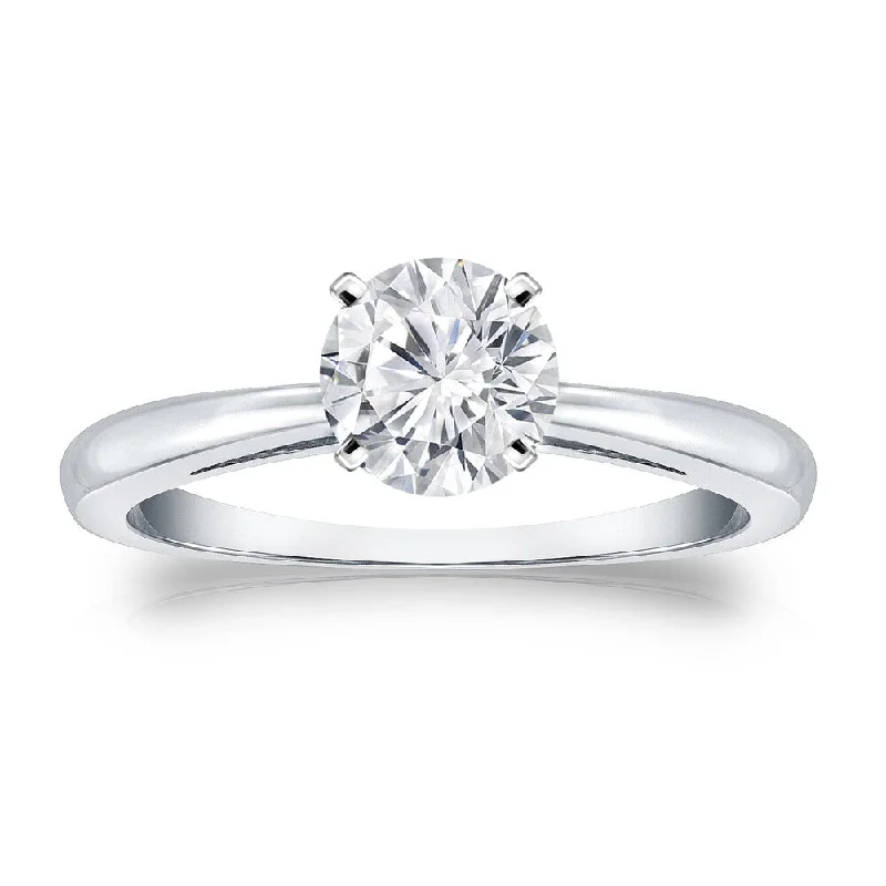 Auriya Platinum 3/4ctw Round Solitaire Diamond Engagement Ring