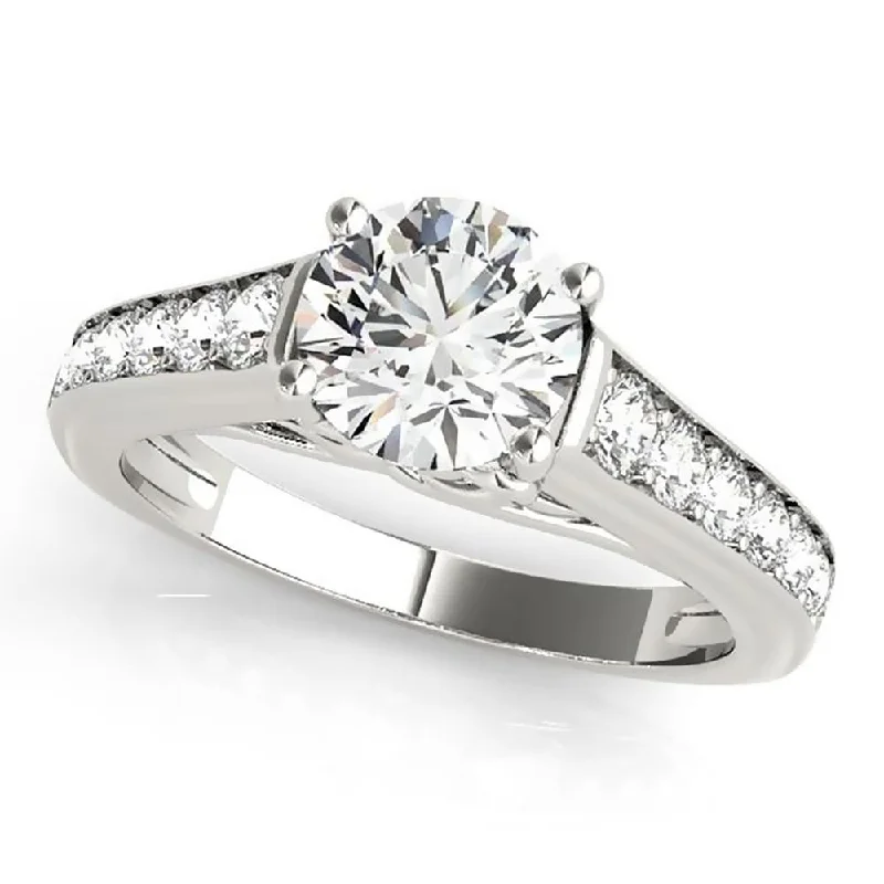 Auriya Modern 2ct Moissanite and Diamond Engagement Ring 3/8ctw 14K Gold