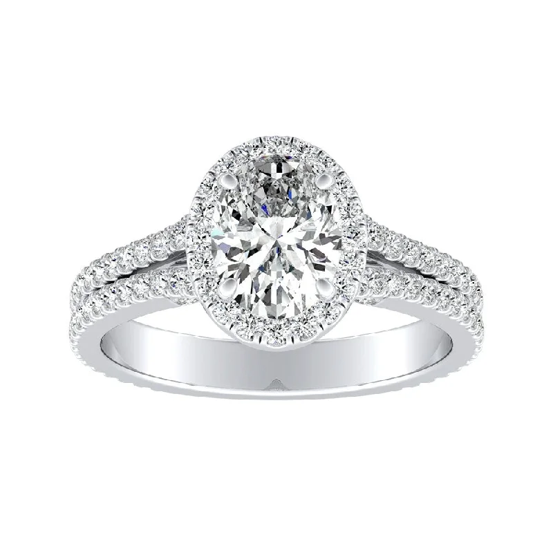 Auriya 18k Gold 1 5/8ctw Oval Halo Diamond Engagement Ring