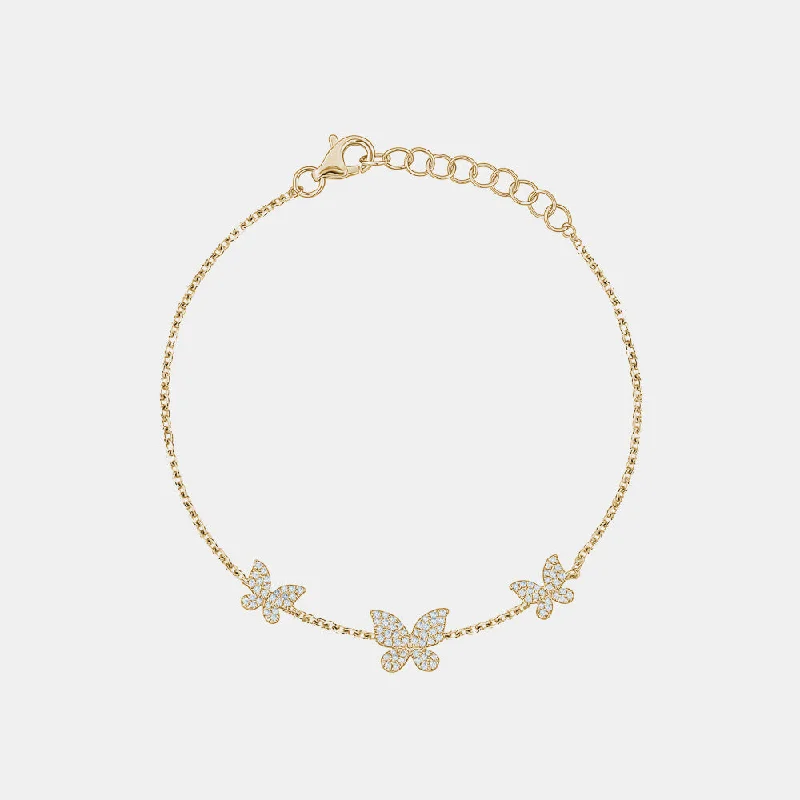 Triple Diamond Butterfly Anklet