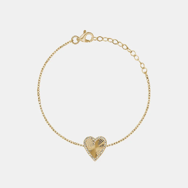 Diamond Fluted Heart Bracelet