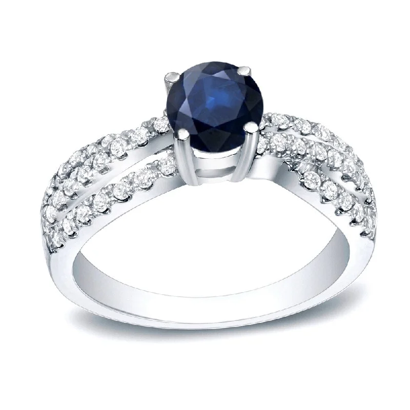 Auriya Modern 2/5ct Blue Sapphire and 1/3ct TDW Diamond Engagement Ring 14K Gold (H-I, SI1-SI2)