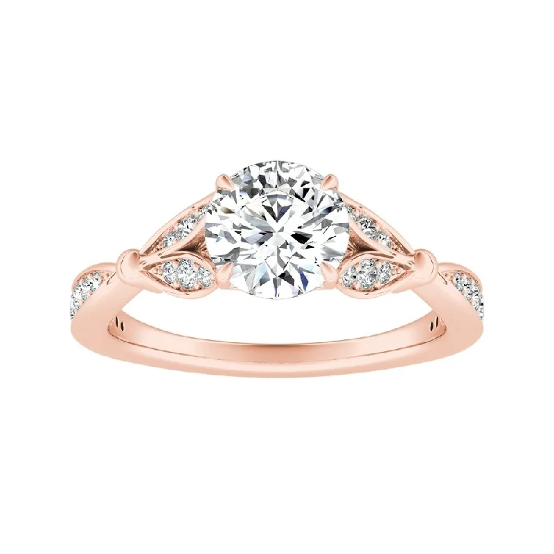 Auriya 1ctw Vintage Nature Inspired Diamond Engagement Ring 14k Gold