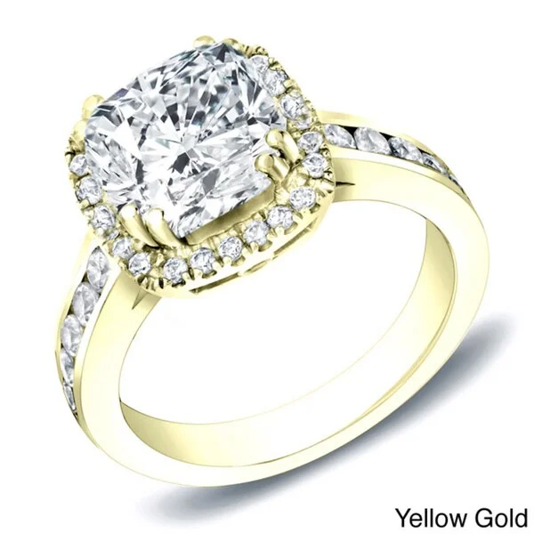 Auriya 14k Gold 2ctw Cushion-cut Halo Diamond Engagement Ring Certified