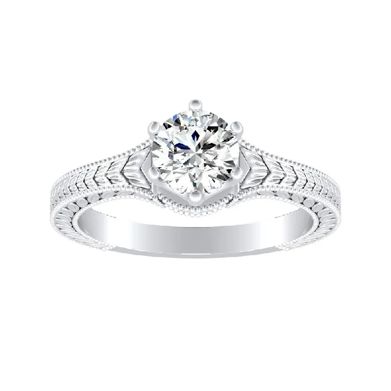 Auriya 14k Gold 1/2ctw Vintage Solitaire Diamond Engagement Ring