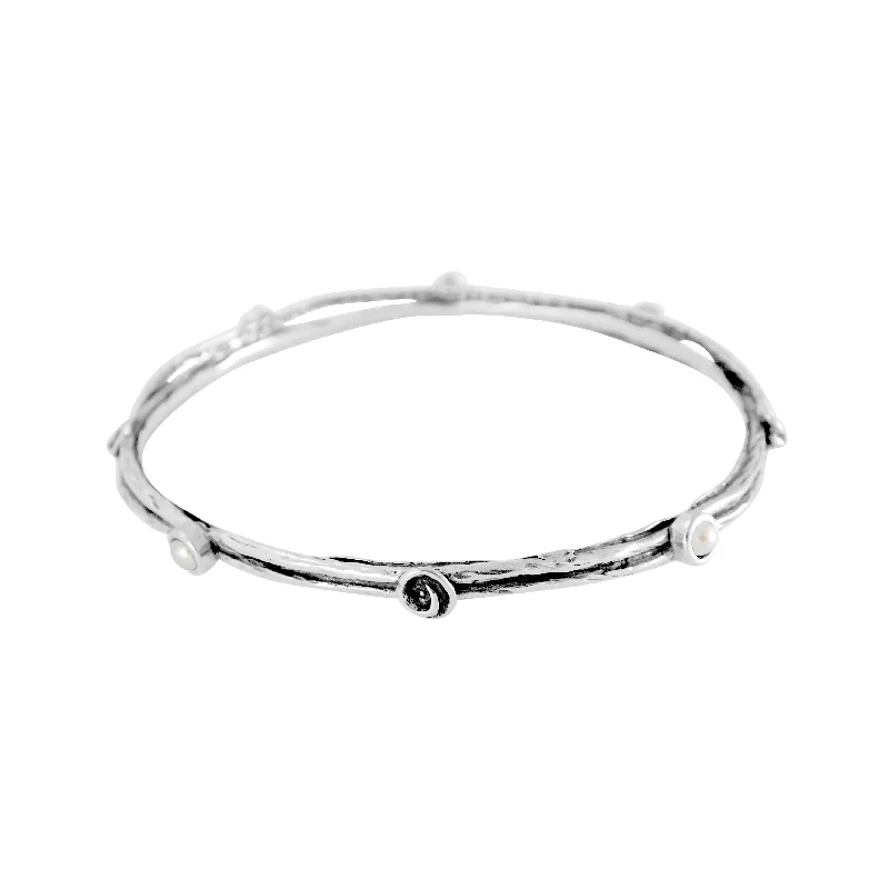 Spiral Pearl Bangle Bracelet