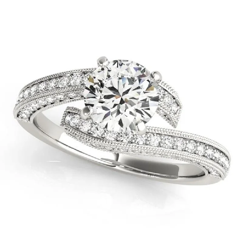 Auriya 14k Gold 2 1/2ct Round Moissanite and 1/2ctw Diamond Bypass Engagement Ring