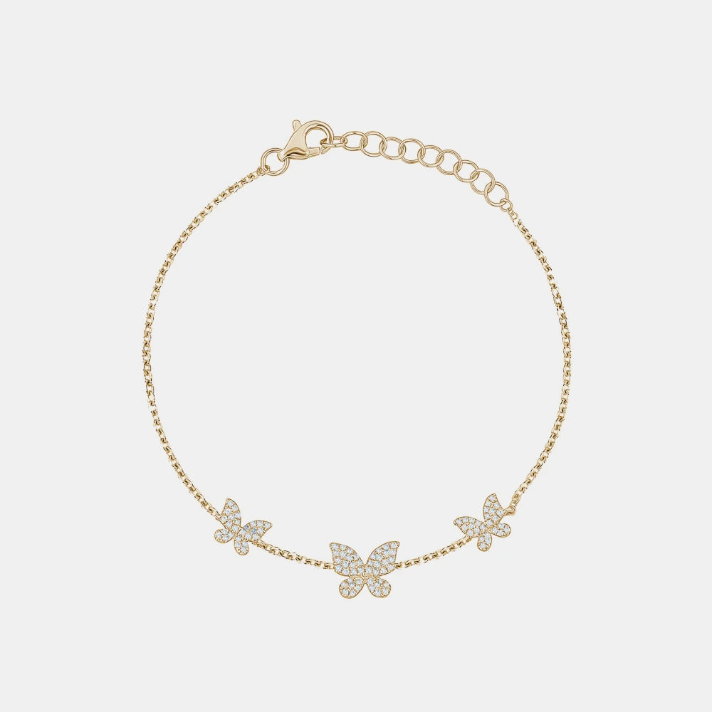 Triple Diamond Butterfly Bracelet