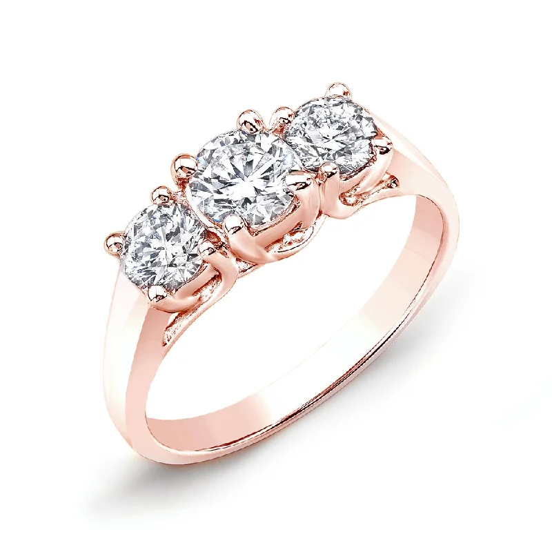 Auriya 14k Rose Gold 2ctw 3-Stone Diamond Engagement Ring