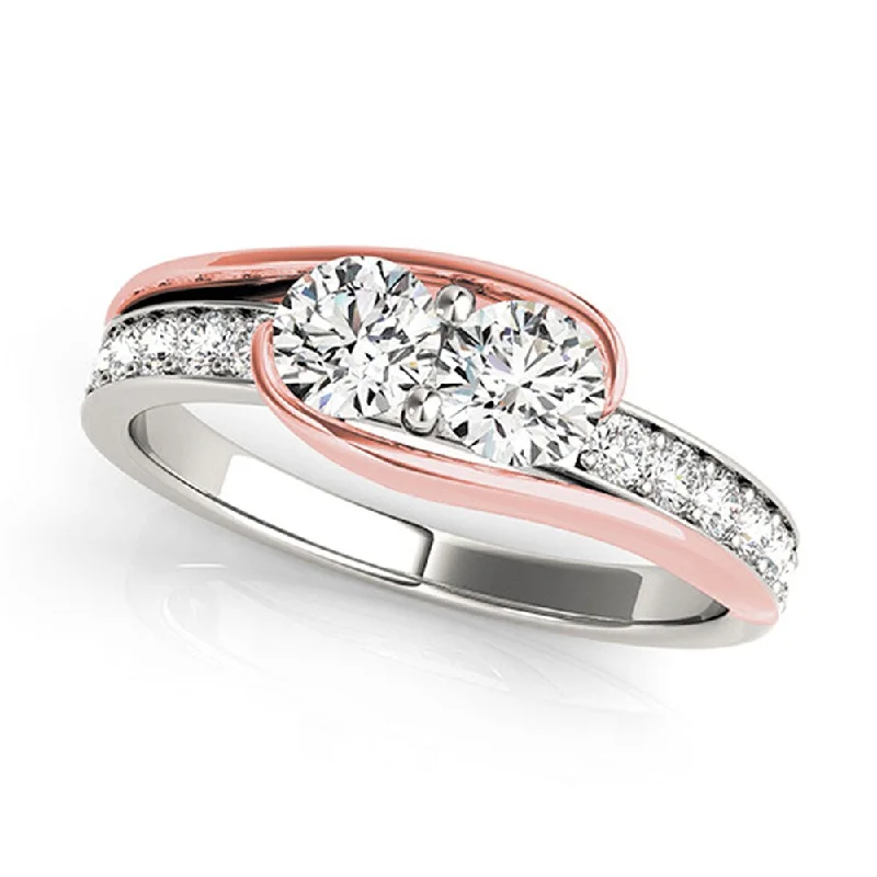 Auriya 3/4ct TDW Round Two Stone Diamond Engagement Ring 14k Two-Tone Rose Gold (H-I, SI1-SI2)