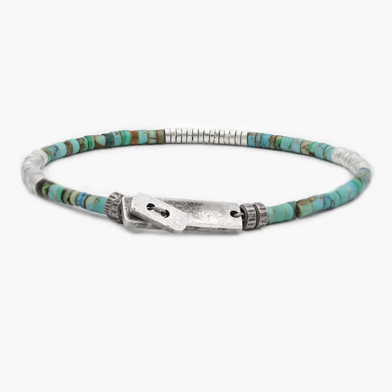 Bracelet With Arizona Turquoise And Sterling Silver Beads