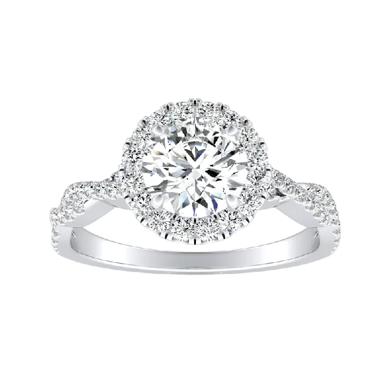 Auriya 14k Gold 2ct Round Moissanite Halo Diamond Engagement Ring 1/8ctw