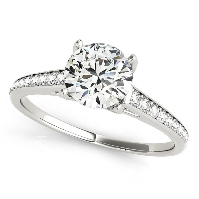 Auriya 1ct Round Moissanite and 1/3ctw Diamond Engagement Ring 14K Gold