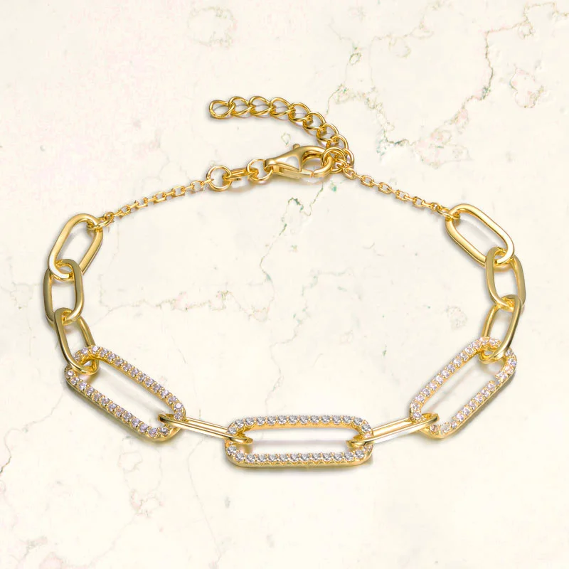 Vilette Classic Golden CZ Link Bracelet