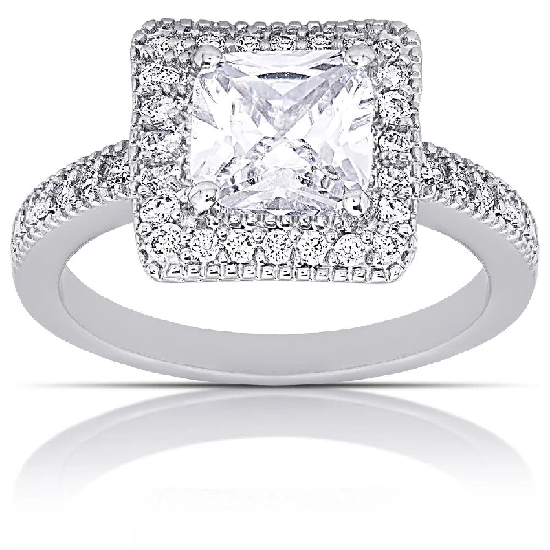 Dolce Giavonna Silver Overlay Cubic Zirconia Square Engagement Ring