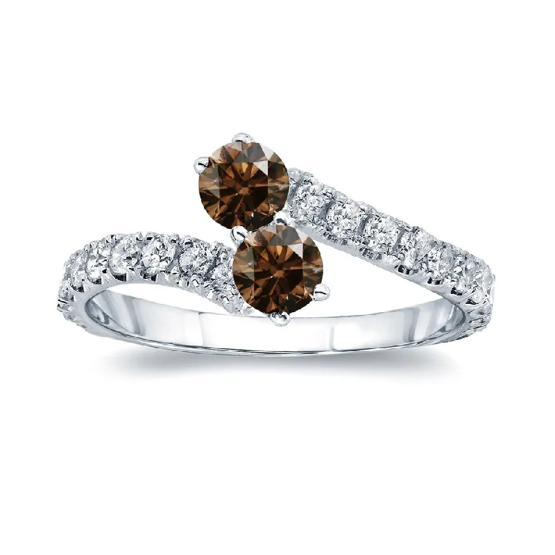 Auriya 1/2ctw Round 2-Stone Brown Diamond Engagement Ring 14K Gold