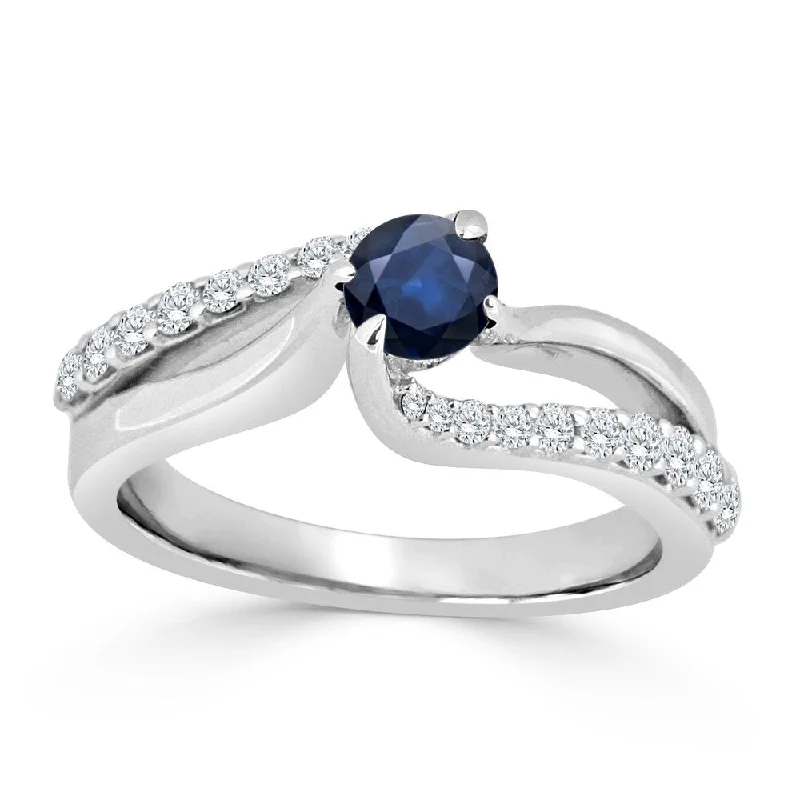 Auriya 14k Gold 1/4ct Blue Sapphire and Diamond Engagement Ring 1/2ctw