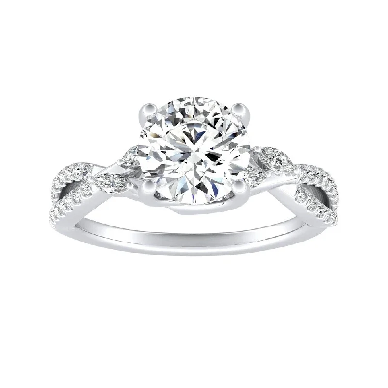 Auriya Nature Inspired 1 1/2ct Moissanite and 1/4ctw Diamond Engagement Ring 14k Gold