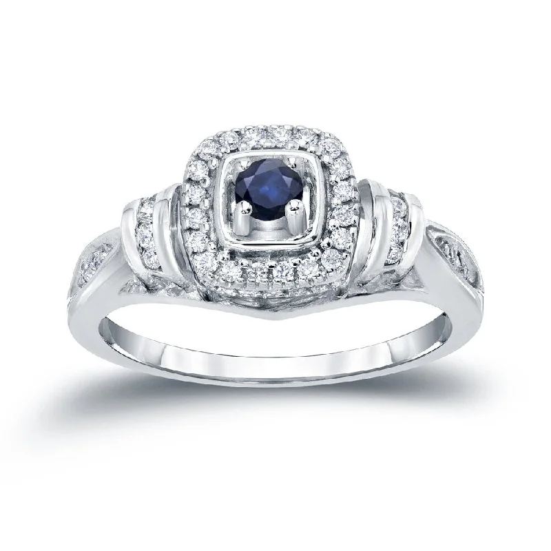 14k Gold 1/5ct Blue Sapphire and 1/5ct TDW Diamond Engagement Ring