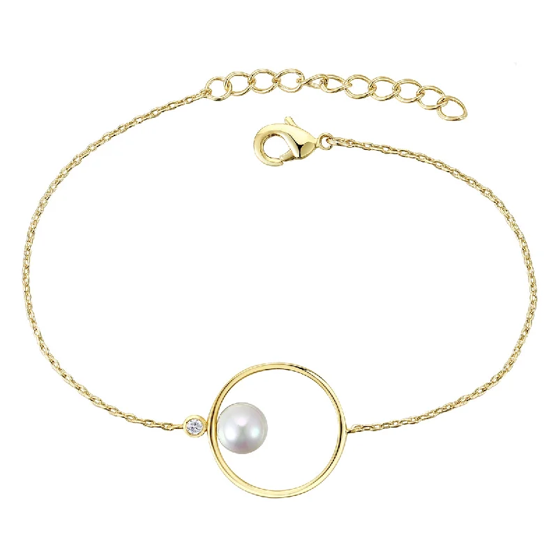 Delphine Golden Circle Pearl Bracelet 