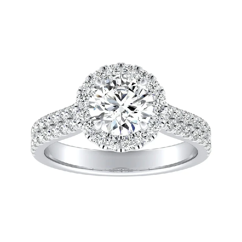 Auriya 2ct Round Moissanite Halo Diamond Engagement Ring 1/2ctw 14k Gold