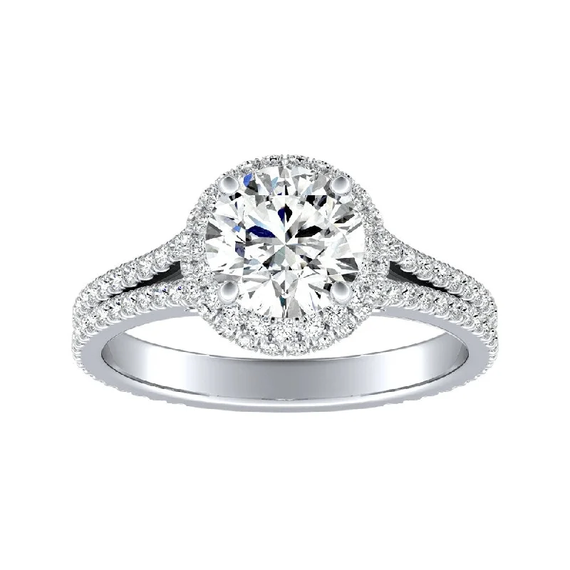 Auriya 14k Gold 1 carat TW Round Halo Diamond Engagement Ring (G-H, VS1-VS2)