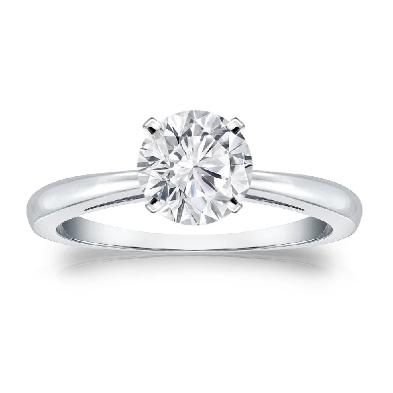 Auriya Platinum 1 carat TW Round Solitaire Diamond Engagement Ring (H-I, VS1-VS2)