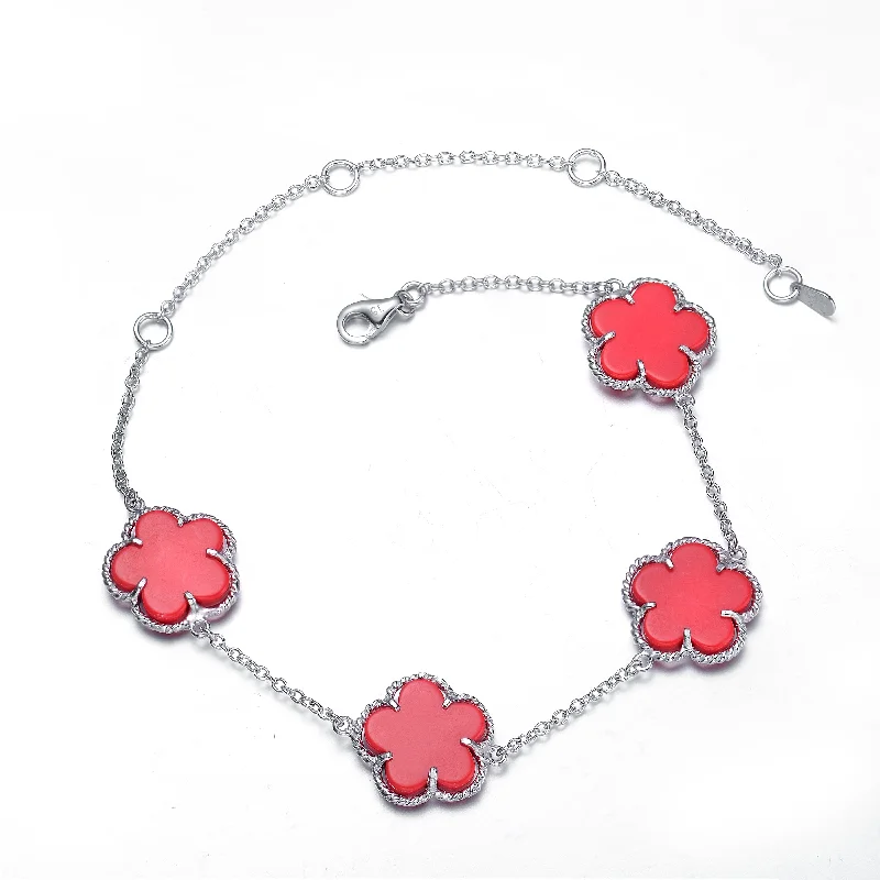 Sterling Silver Four Flower Bracelet