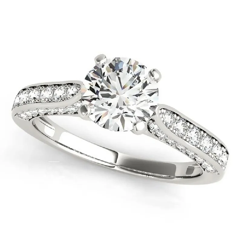 Auriya Classic 1 1/2ct Round Moissanite and 1/2ctw Diamond Engagement Ring 14K Gold