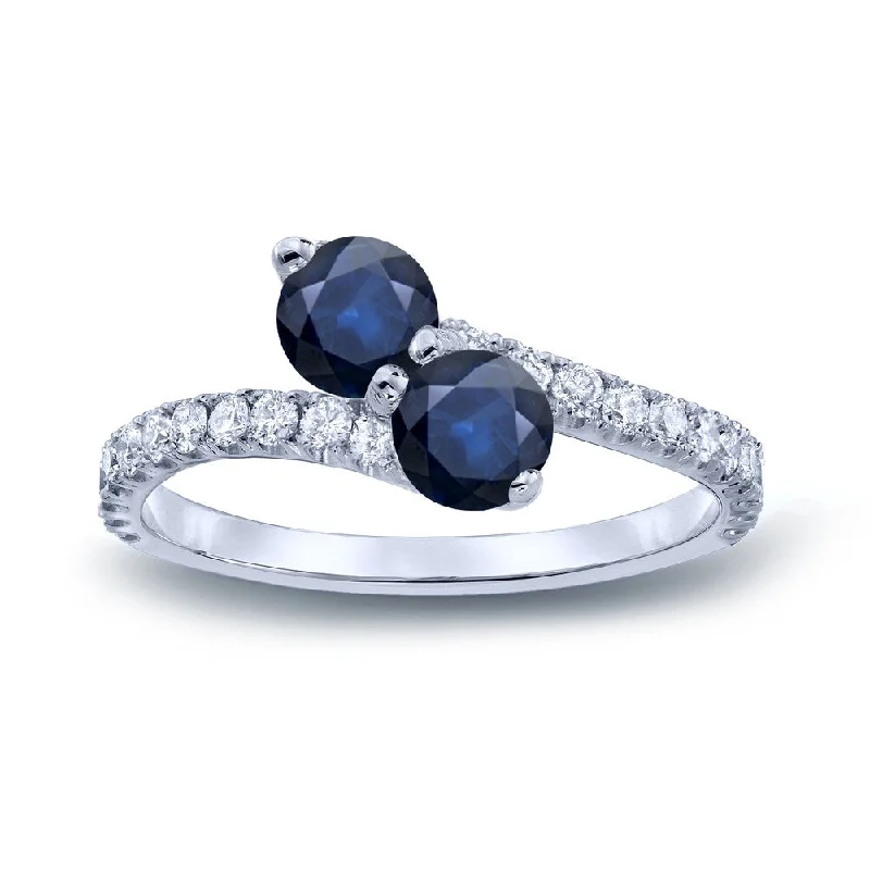 Auriya 14k Gold 1 1/2ct Blue Sapphire and 1/2ctw 2-stone Diamond Engagement Ring (H-I, SI1-SI2)