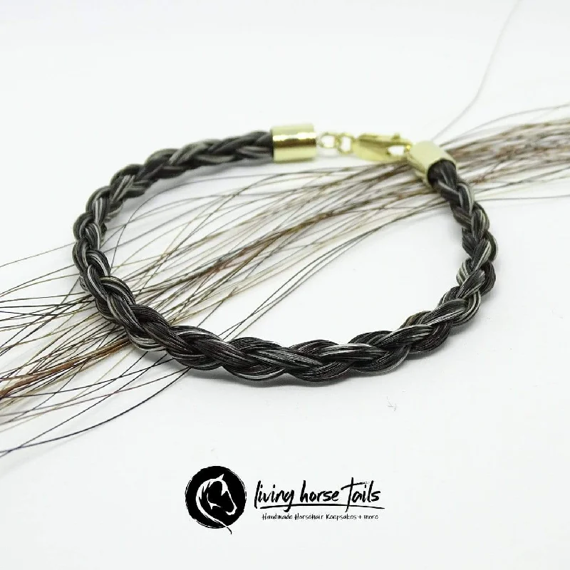 Solid Yellow Gold Bracelet with Horsehair Braid - 9 karats