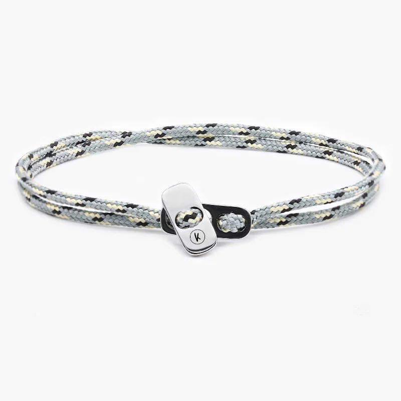 Sailing Cord Bracelet With Silver Clasp (Grey/Black)