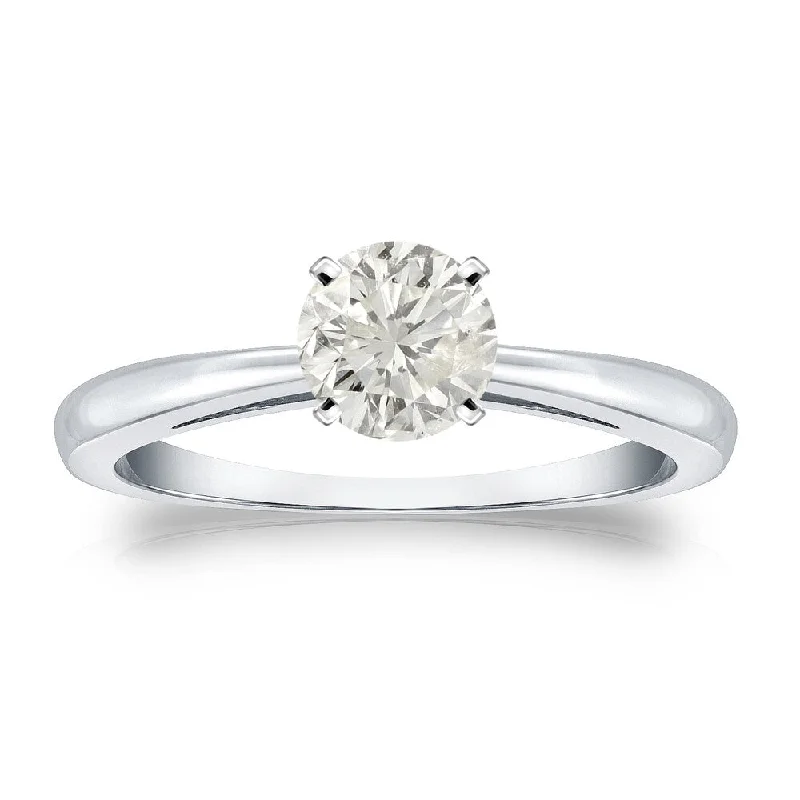 Auriya 18k Gold 1/2ctw Round Solitaire Diamond Engagement Ring