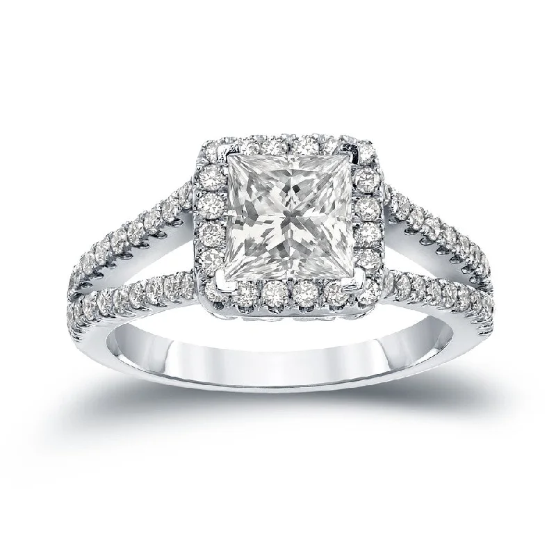 Auriya 1 1/4ctw Princess-Cut Halo Diamond Engagement Ring 14k Gold (H-I, I1-I2)