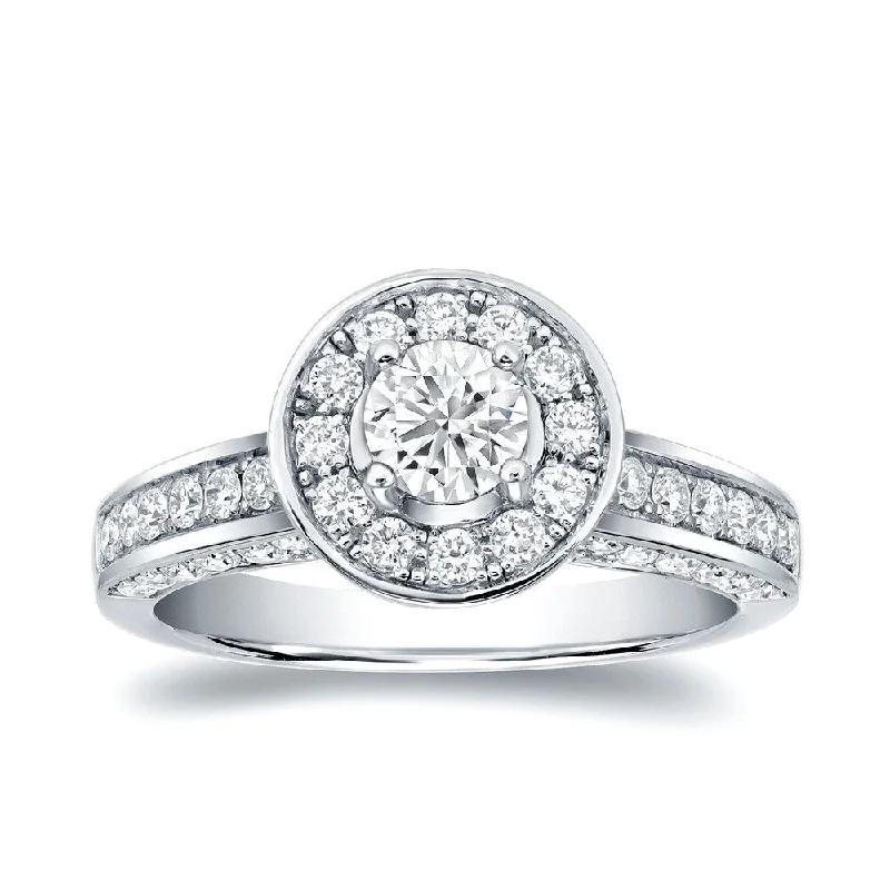 Auriya Unique Vintage 1 1/2ct TDW Round Diamond Engagement Ring 14k White Gold