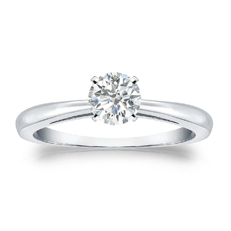 Auriya 14k Gold 1/3ctw Round Solitaire Diamond Engagement Ring (I-J, SI2-SI3)