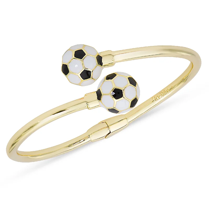 Soccer Ball Hinged Bypass Bangle (Black)