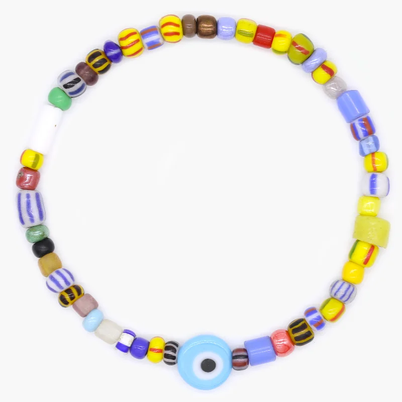 Holidays Bracelet With Assorted Glass Beads And Evil Eye