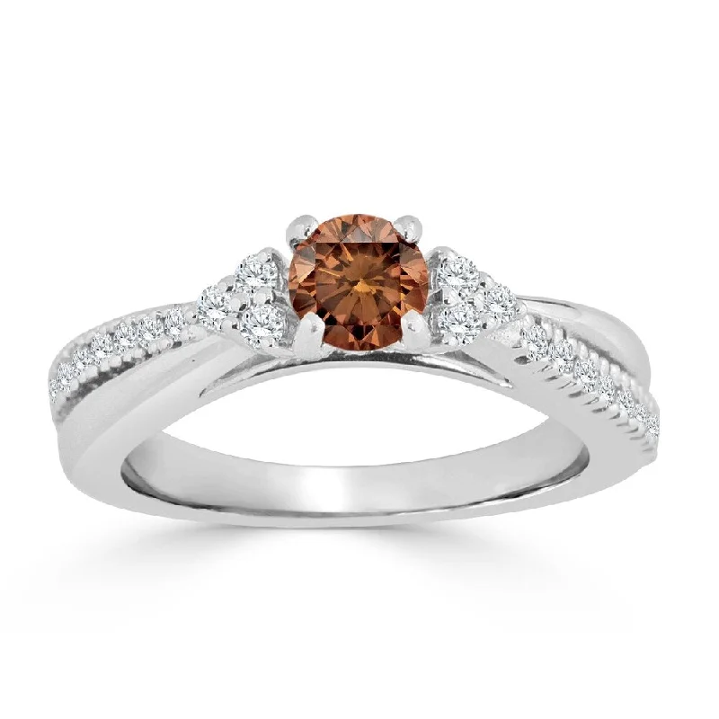 Auriya 14k Gold 3/4ct TDW Brown and White Diamond Engagement Ring